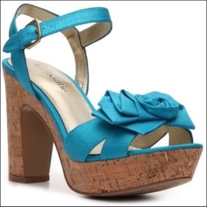 Turquoise with cork heels